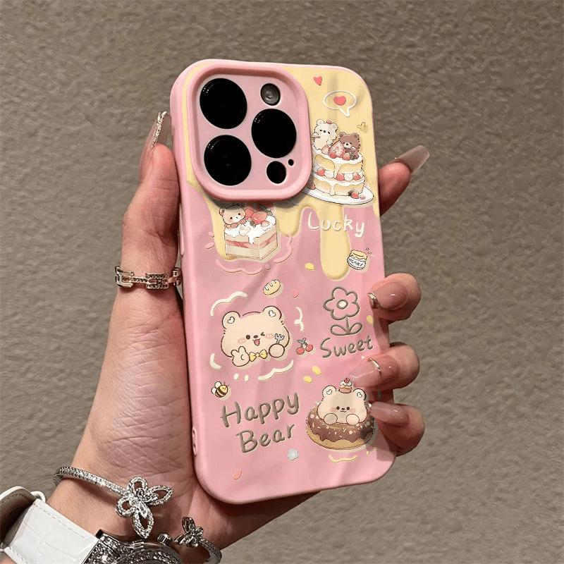 Cake Bear for IPhone 16 Phone Case for IPhone13/14/15pro Omax Anti-fall 12 All-inclusive 11 Soft