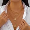 Vintage Gold Color Multi-layer Chain Stacked Necklace For Women Trendy Minimalist Geometric Pendant Necklaces Party Jewelry Gift