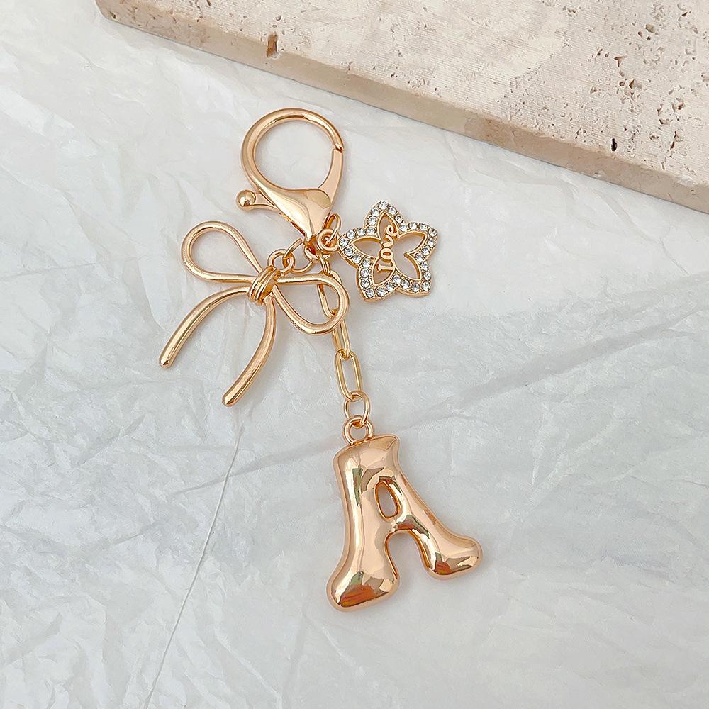 Trendy Butterfly & Love Letter Metal Keychain Pendant