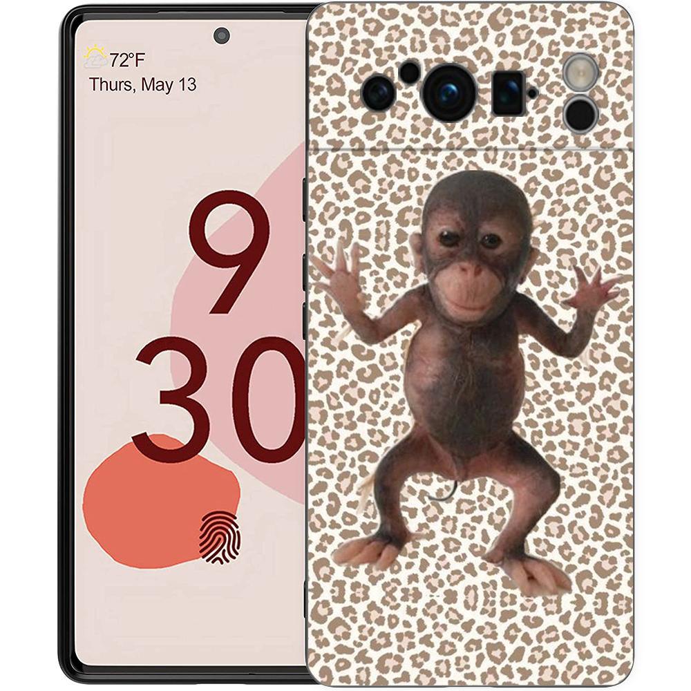 

Luxury Phone Case For Google Pixel 10 9 8 9A 8A 7 7A 6 Pro XL 6A 5G Black Soft Back TPU Cover Cute Funny Monkey Pixel 6