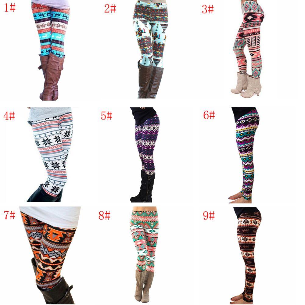 Winter Warm Women Knitted Tights Pants Skinny Slim Trousers Xmas Snowflake Reindeer Pencil Leggings