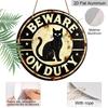 2D Flat 1pc, 8x8 In, Vintage Aluminum Metal Sign - Black Cat "BEWARE ON DUTY" Rustic Wall Decor for Farmhouse, Home, Garage, Bar, Garden & Coffee