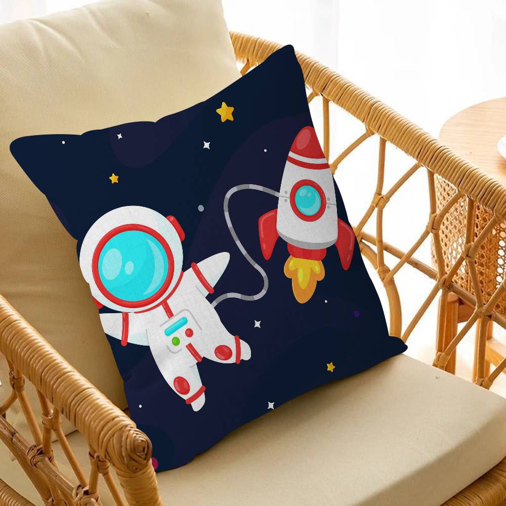 Cartoon Astronaut Outer Space Planet Pillow Cushion Cover Pillowcase Living Room Sofa Home Decor Customized