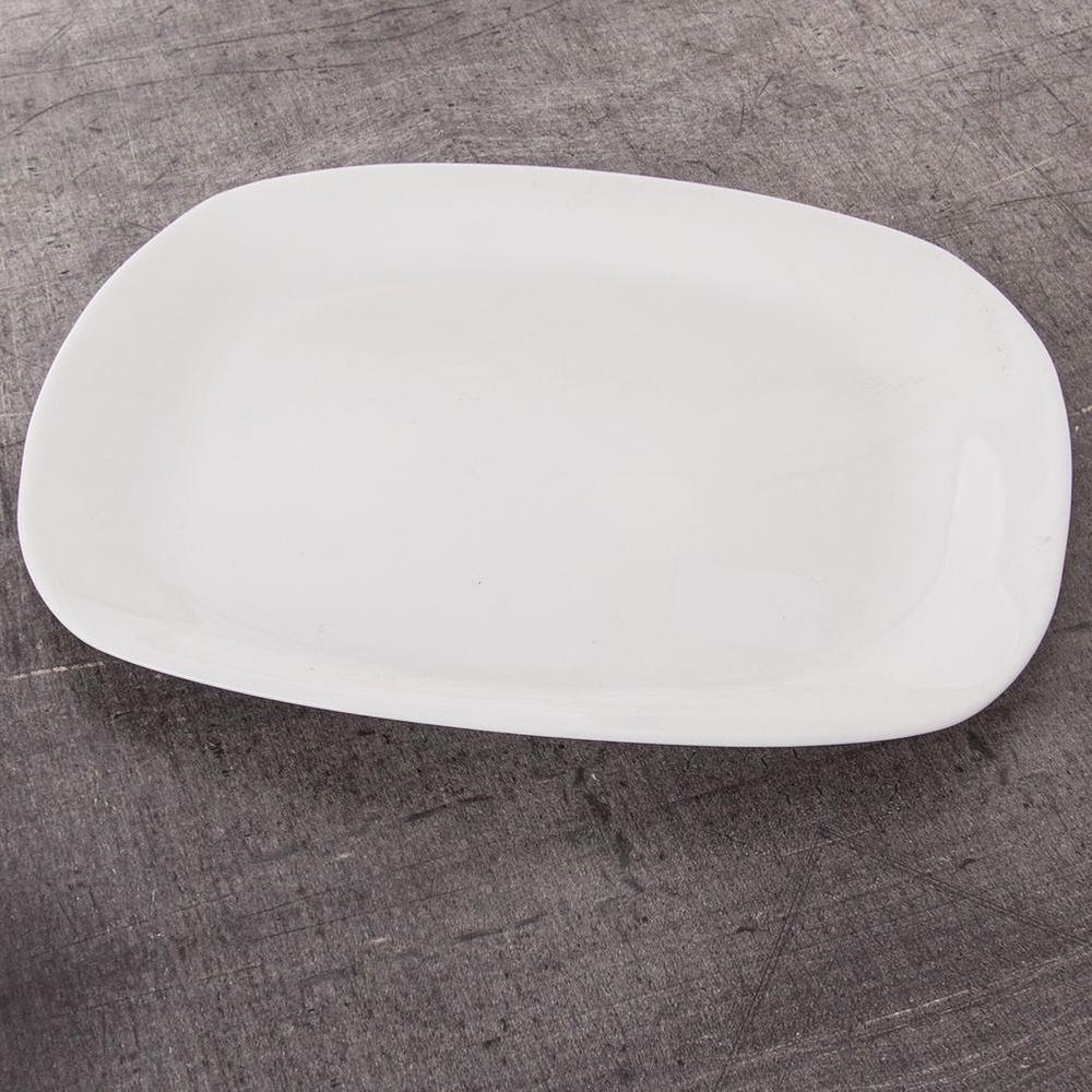 Weiße Rechteckige Glasplatte für Snacks, Vorspeisen, Gerichte 28 cm