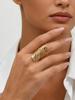 Unregelmäßige gehämmertes Edelstahl 18K Gold plattierte Ringe, Verstellbare offene geometrische Texturringe für Damen, Statement Schmuck