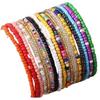 17pcs Set Bohemia Colorful String Beads Elastic Bracelet for Women Summer Beach Vacation Fold Wear Jewellery Sets Accessory Gift