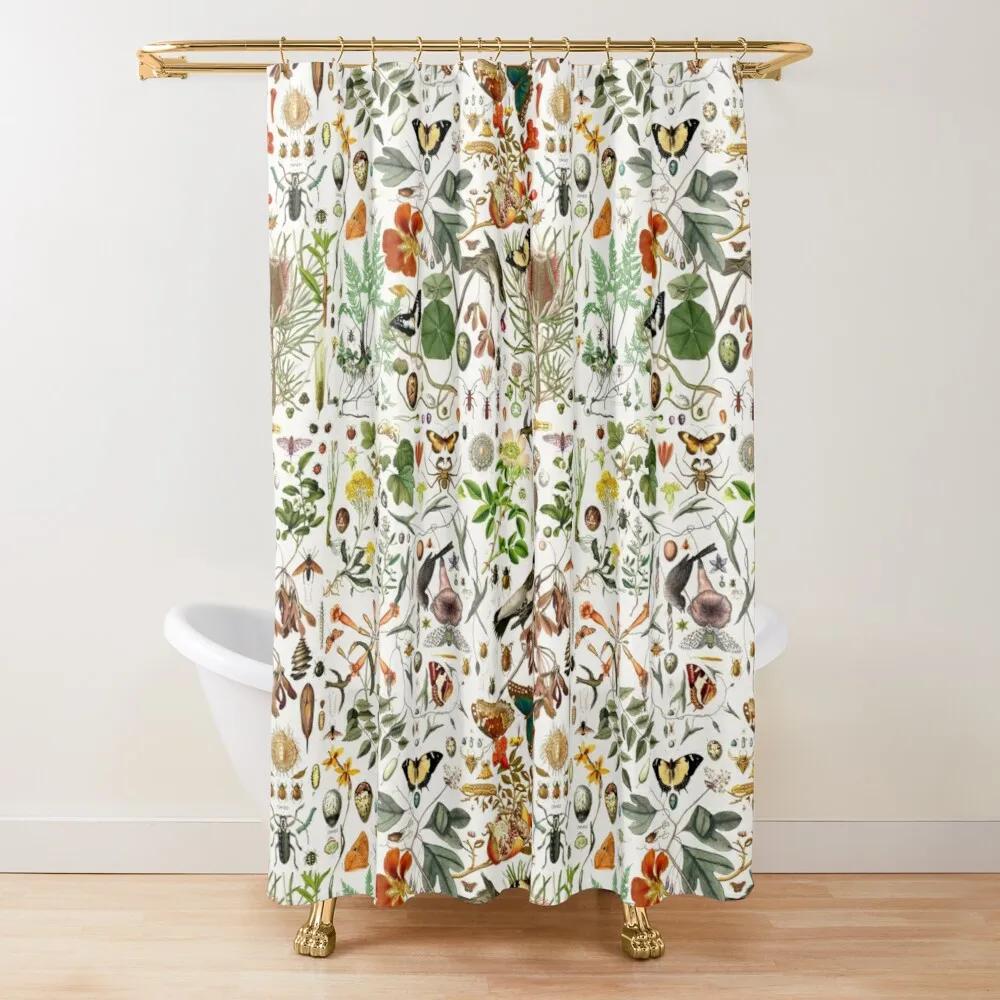 

Biology Floral Stall Shower Curtain Vintage Garden Plants Herbs Flowers Botanical Design Waterproof Bathroom Decor With 12 Hooks W60H190(CM)-1 Pcs
