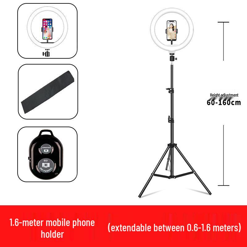 Mobile Streaming Stand with LED Fill Light and Multi-Camera Mount for Desktop and Outdoor Photography