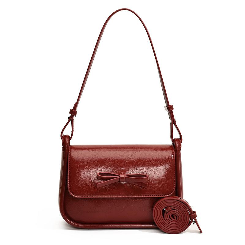 Popular New Products, Niche Ballet Style, Simple Bow Square Bag, Korean Version of Casual Commuting Versatile Solid Color Messenger Bag