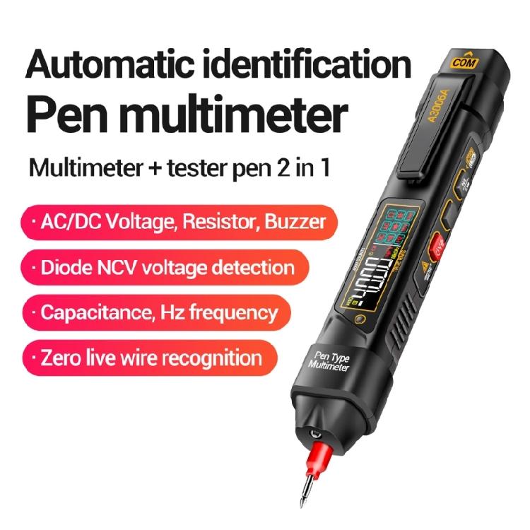 Pen Type Digital Multimeter LCD Display Ohmmeter Capacitance Diode Check Voltages Tester with Probes for Electronic