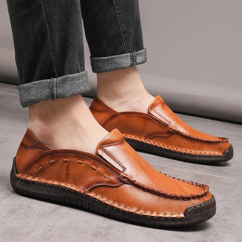 Men's Handmade Leather Shoes Casual Slip On Loafers Men's Flats Moccasins