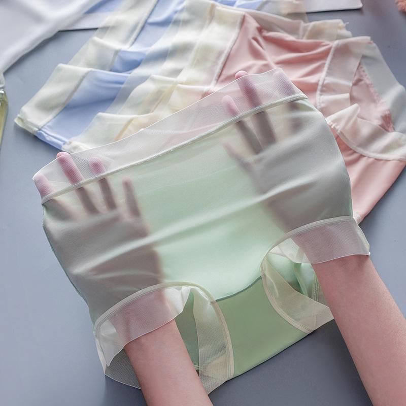 Großformatige Ice Silk Nahtlose High-Waist Damenunterwäsche - Atmungsaktiv, Elastisch, Bauchkontrolle, Po-Anhebung, Figurschmeichelnde Slips.