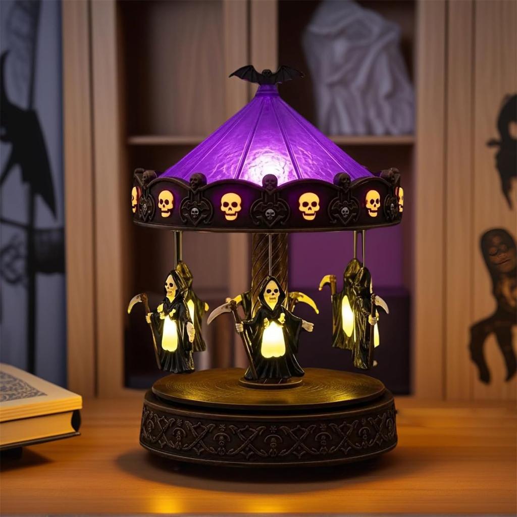 Carousel Light - Halloween Horror Reading Light, Halloween Night Light, Vintage Carousel Decoration