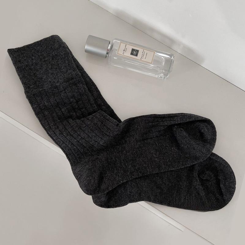 Coton Peigné Été Fin Couleur Unie Polyvalent, Simple et Respirant, Chaussettes Blanches Style Ballerine pour Femmes, Mi-mollet