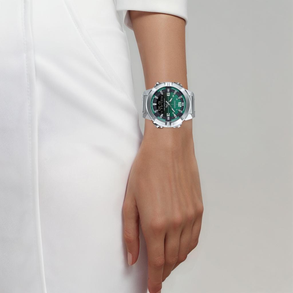 CASIO 50 Meters Waterproof Quartz Movement Watch Unisex Green Dial AMW-870DA-3AV
