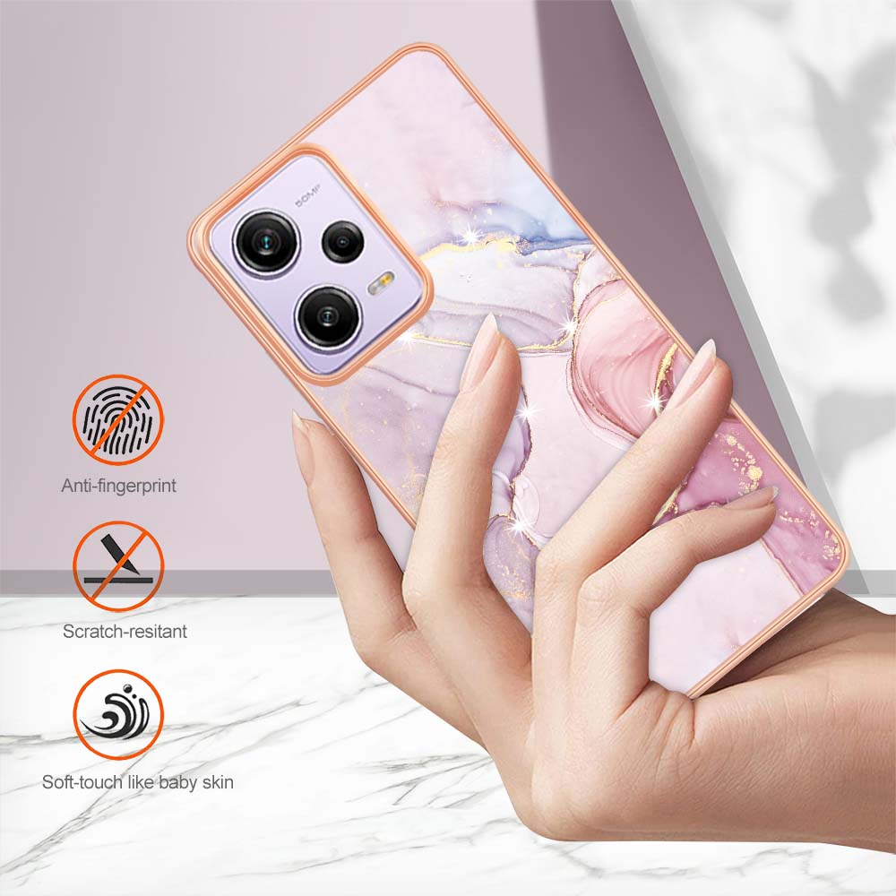 For Xiaomi Poco X5 Pro 5G/Redmi Note 12 Pro Speed 5G/Note 12 Pro 5G TPU Case with IMD Marble Pattern Electroplated Back Cover