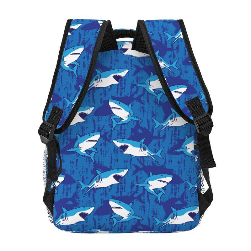 Cute Cartoon Sharks Travel Backpacks for Women Men Boys Girls Student Bookbag Durable Casual Daypack Lightweight Laptop Backpack