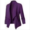 Women's Slim Fit Long Sleeve Solid Color Blazer Versatile Stretch Cuff Lapel Jacket For Office Wear, Elegant Career Open Front Coat For Commuting