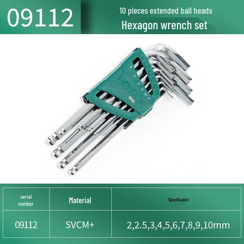 SATA 09112 10-Piece Extra Long Ball End Hex Key Set