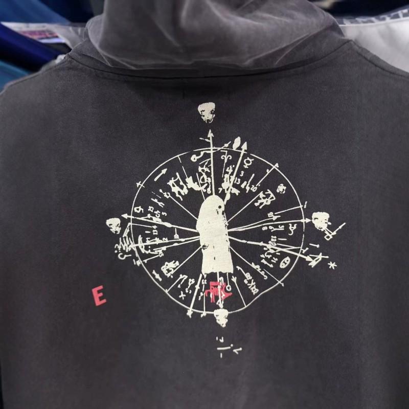 Mens Oversized Washed Cotton Hoodie With Graphic Print Fall Winter 2026 Streetwear