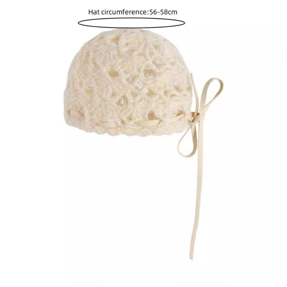 Korean Style Knitted Hat Hollow Design Crochet Hat Fashion Women's Hat  Autumn