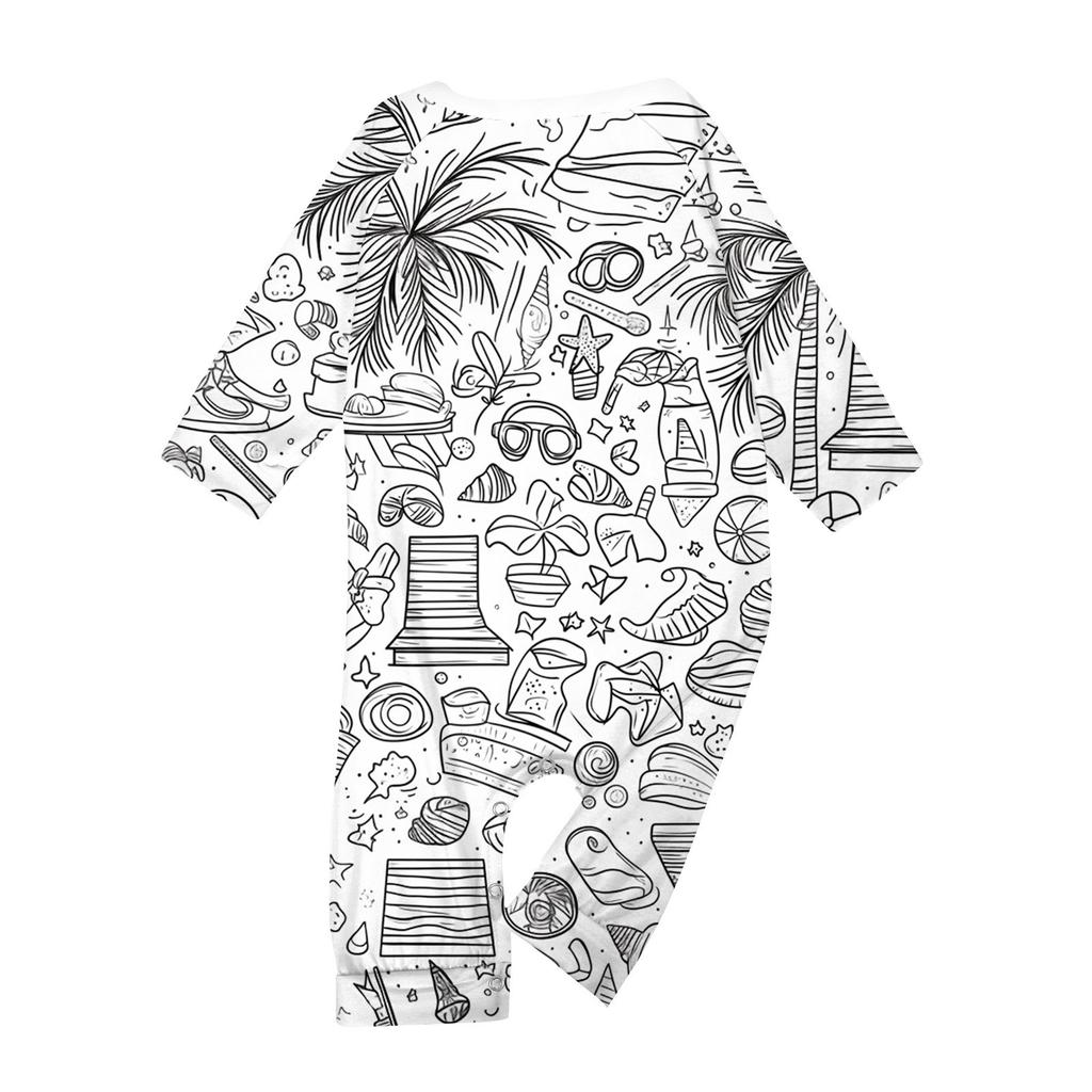 DIY Hand Painted Colorable-Parent-child Outfit - Print Round Neck Parent-child Long Sleeve Long Pants Home Clothes Suit Spring