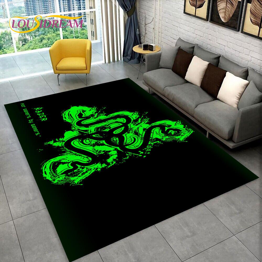 3D Razer Logo Game Gamer Snake Carpet Rug for Home Living Room Bedroom Sofa Doormat Decor,kids Play Area Rug Non-slip Floor Mat