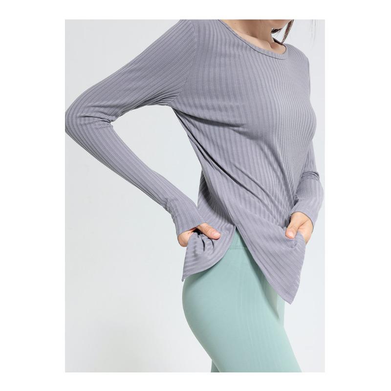 Damska sportowa, obcisła, długa, z rozcięciem, joga, top fitness