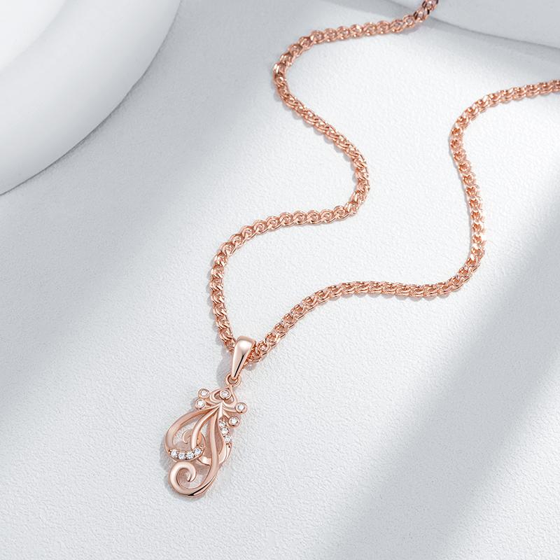 Shiny Natural Zircon Flower Pendant Necklace For Women Fashion Rose Gold Color Ethnic Bridal Wedding Jewelry