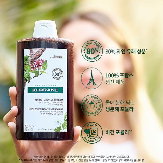 KLORANE Quinine Edelweiss Shampoo 400ml Promotion (+Susujin Pouch)