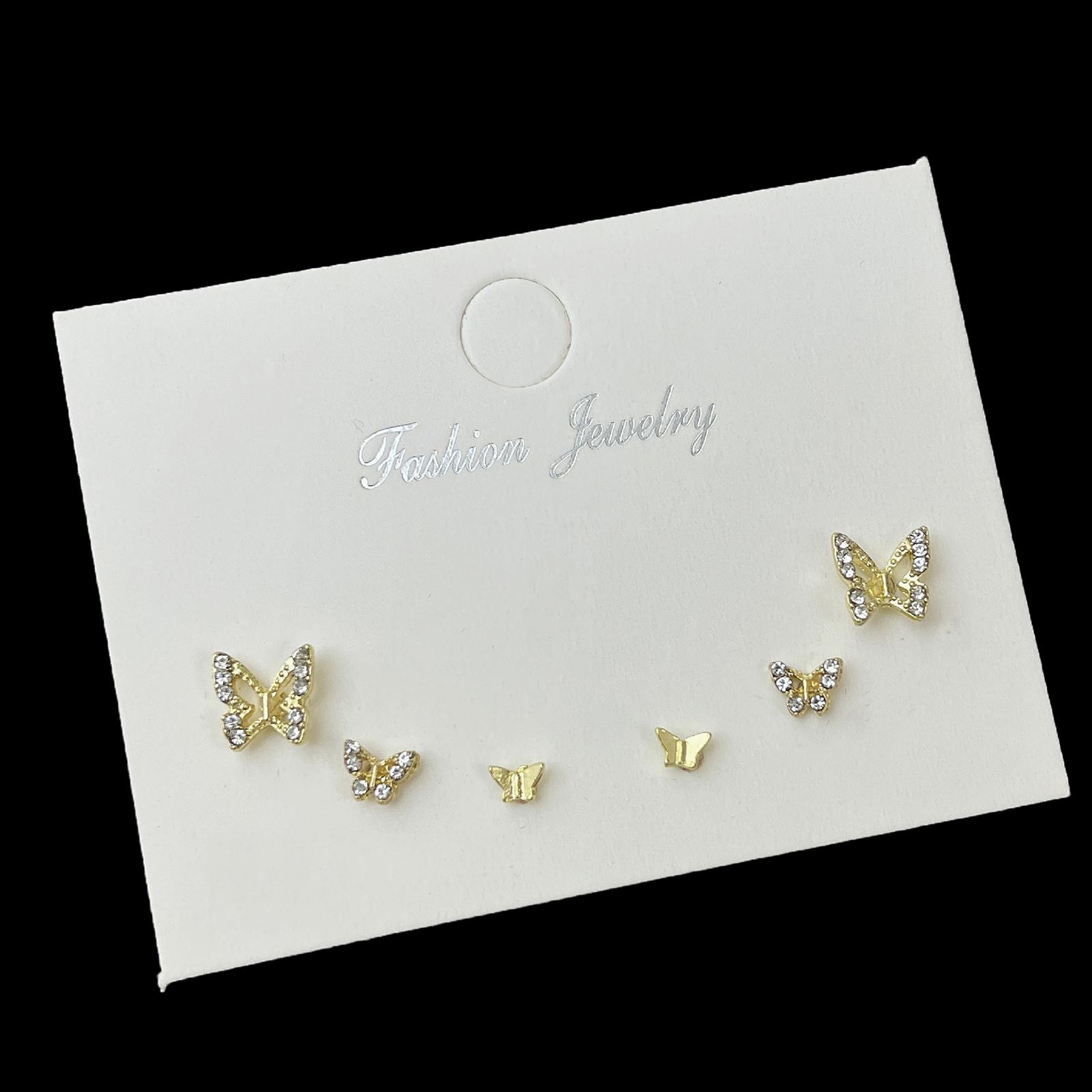 

6 шт./компл. простые серьги-гвоздики с кристаллами для женщин, серьги-бабочки из циркония, для девочек, на вечеринку, свадьбу, помолвку, ювелирные изделия, аксессуары A5