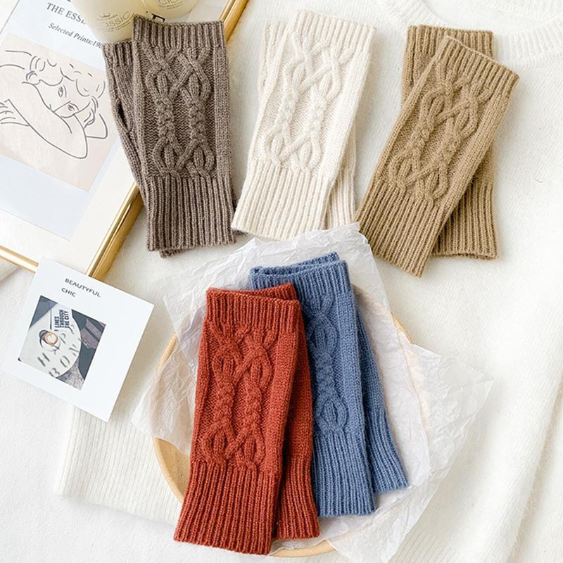 1 Pair Fashion Women Soft Cashmere Fingerless Arm Warm Winter Gloves Hand Long Warmer Mittens