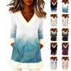 Women's Fashionable Plush V,Neck Pullover Sweater With Floral Pattern Long Sleeves