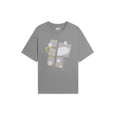 Li Ning Badfive Graphic Print Round Neck Pullover T-Shirt Unisex T-Shirts Iron-Grey AHSSB03-3