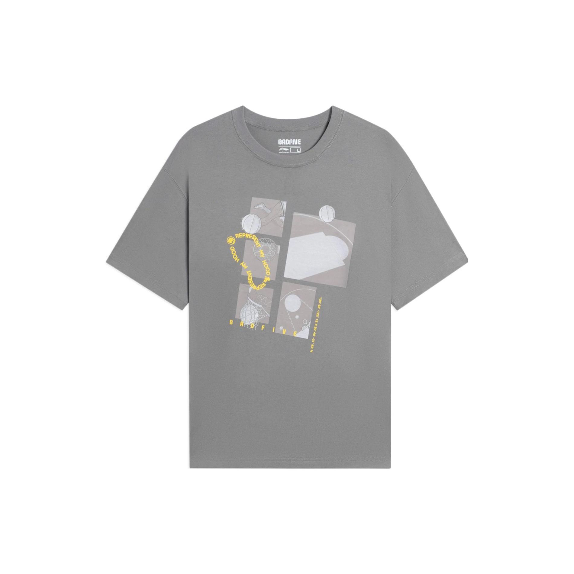 

Li Ning Badfive Футболка-пуловер с круглым вырезом и графическим принтом Унисекс Футболки Железо-серый AHSSB03-3 2XL