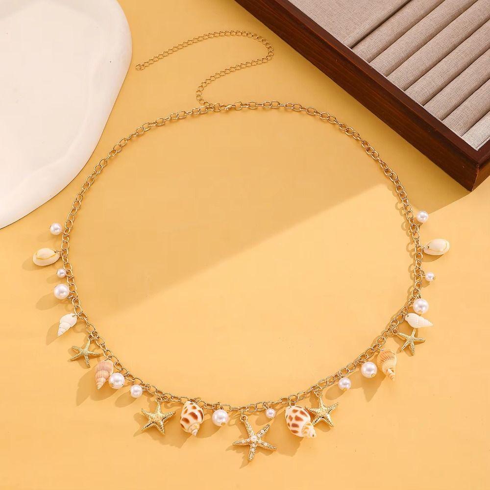 Bohemian Women's shell Bracelet Necklace Shell Body Chain Jewelry Beach Waist Chain  Photo Props