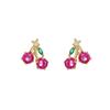 Tropical Fruit Zircon No-Piercing 925 Silver Stud Earrings – Lightweight Luxury Dangles for Women