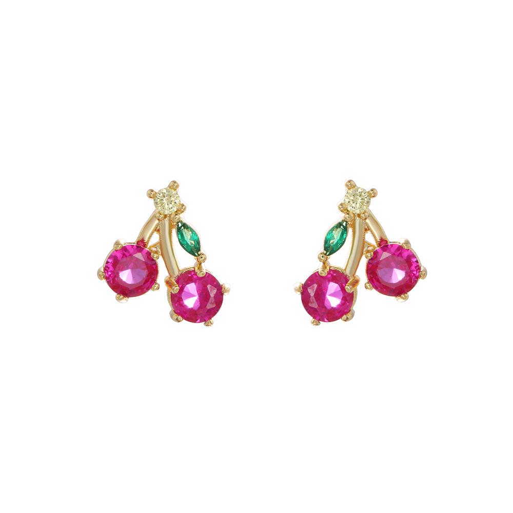 Tropical Fruit Zircon No-Piercing 925 Silver Stud Earrings – Lightweight Luxury Dangles for Women