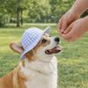 Adjustable Cat Sunscreen Hat Breathable UV Protection Pet Fisherman Hat Plaid Pattern Comfortable Pet Sun Hat Daily Photography