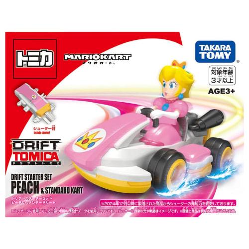 Takara Tomy Tomica Drift Tomica Mario Kart Drift Starter Set Peach & Standard Kart Mini Car Toy Ages 3+