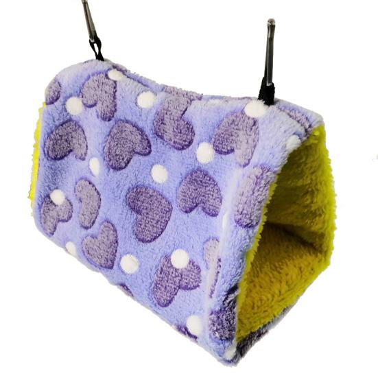 Pet Bird Parrot Plush Heart Print Warm Soft Hanging Hammock Sleeping Bed Nests