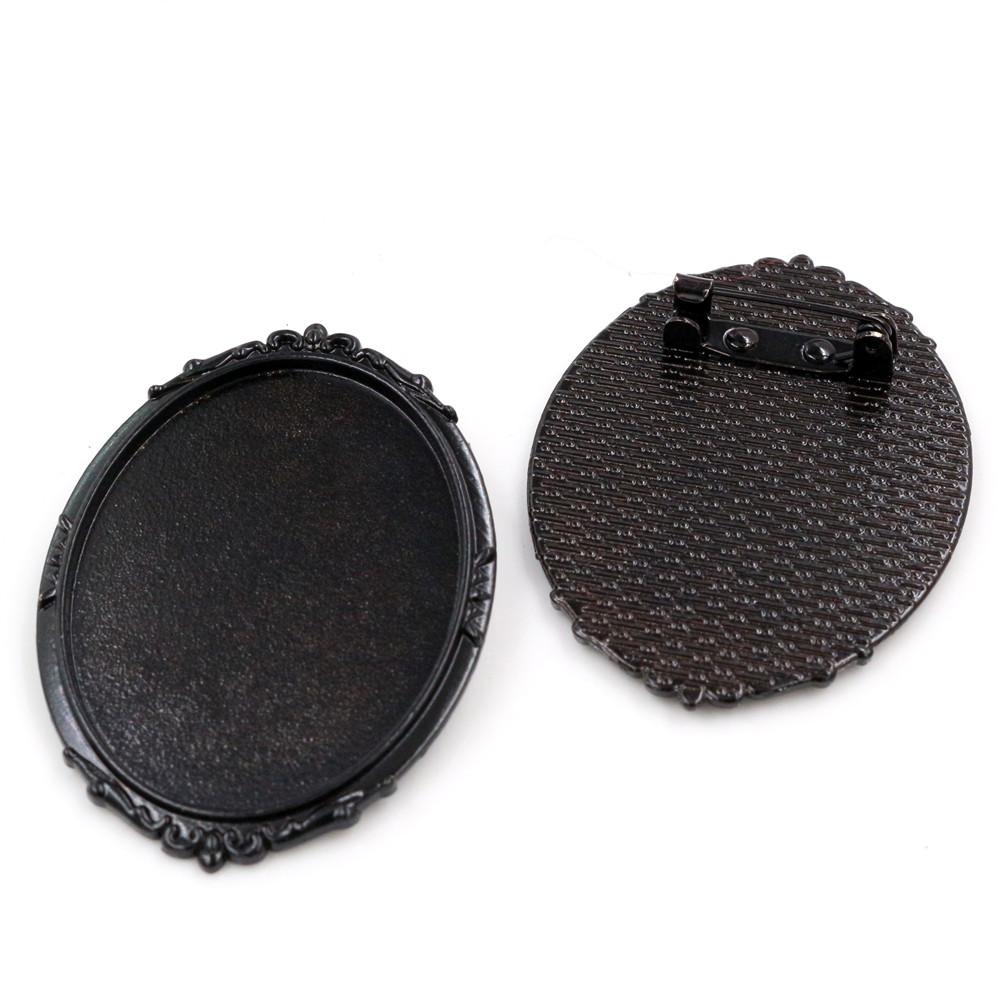 New Fashion 5pcs 30x40mm Inner Size Antique Silver Plated Gold Color Bronze Black Pin Brooch Simple Style Base Setting Pendant