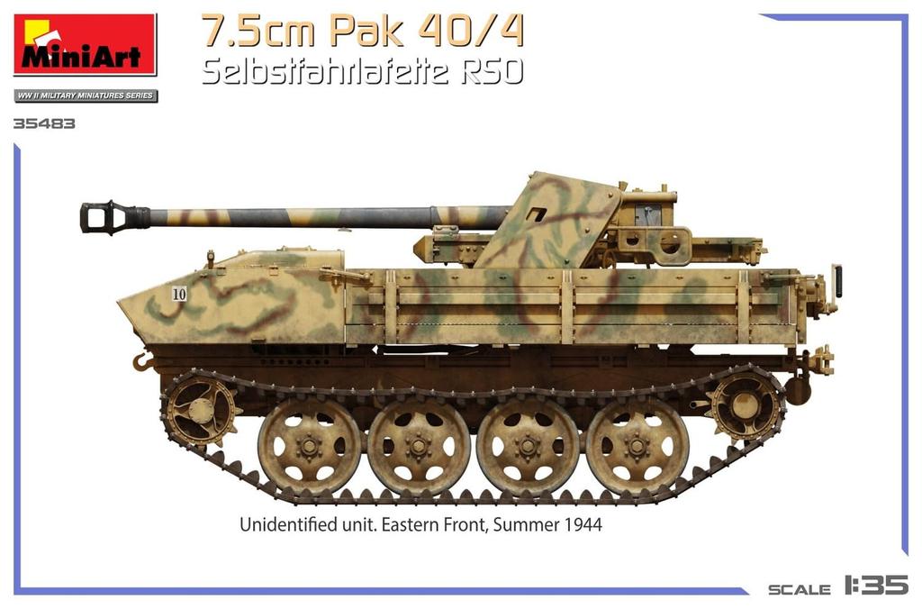 Miniart Gun RSO Plastic Model MA35483 1/35 7.5cm Pak40/4 Self-Propelled (Military Vehicle)
