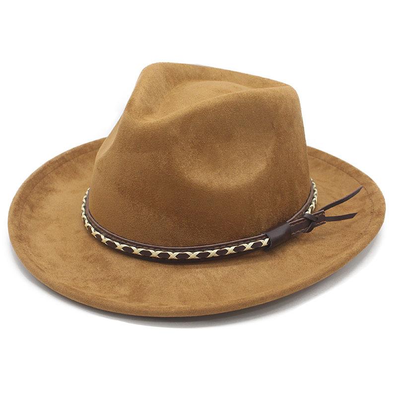 New European and American Men's and Women's Top Hats, Western Cowboy Hats, Suede Jazz Hats, Sunshade Crimped New Top Hats