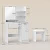 Dressing table set with mirror and stool, drawer, cabinet with adjustable shelf for the bedroom 80L x 40D x 132H cm, white