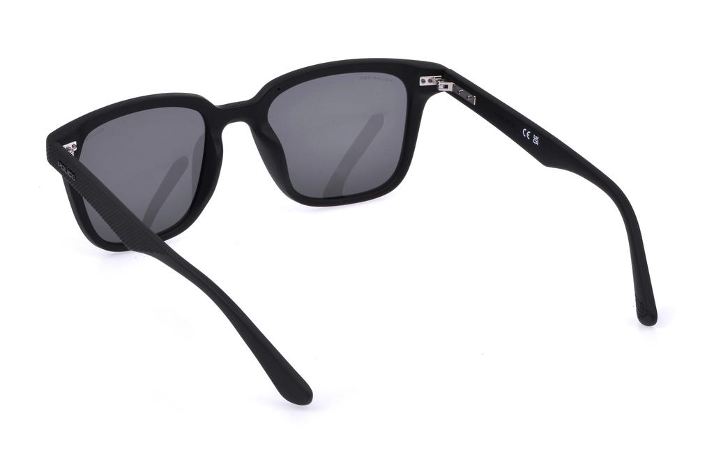 POLICE SPLE01 U28B 52 Polarized Sunglasses for Men: UV Protection, Lightweight, Wellington Style, Matte Black Frame, Polarized Smoke Mirror Blue