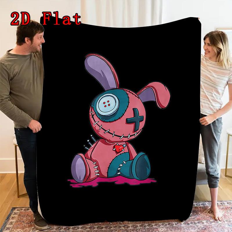 Patchwork rabbit doll 2D Flat Pattern Flannel Blanket High quality All Seasons Warmth and Comfort Perfect for Christmas Gifts.