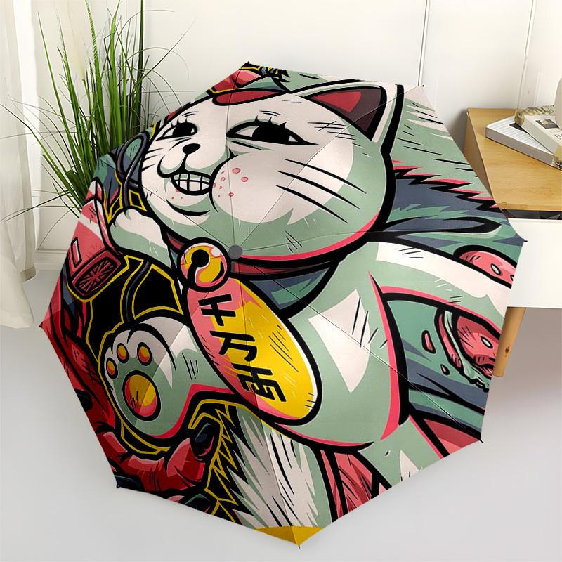 1pc Automatic Opening Closing Umbrella with 3-Fold Design, 8-Bone Iron Frame Outdoor for Fans, Travelers, Daily Use, Festive Gift.C082