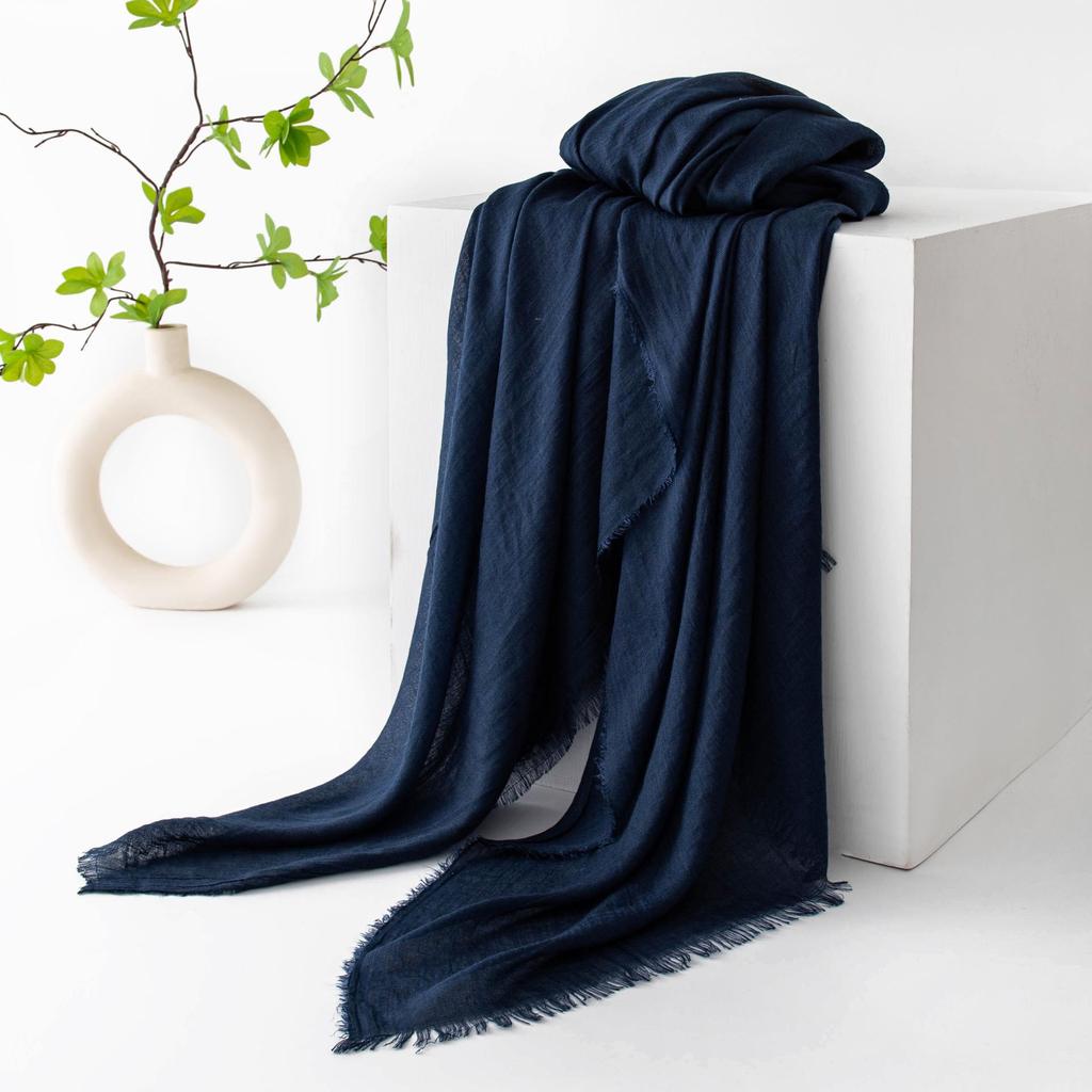 Spring & Summer Lightweight Sunscreen Shawl: Imitation Cotton-Linen, High-End Silk Gauze Scarf, Solid Color for Women