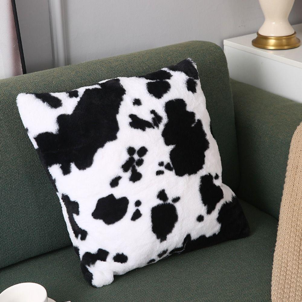 

Plush Throw Pillowcover 45CM Cushion Cover Removable Cow Pattern Pillowcase Living Room/Office кофейный